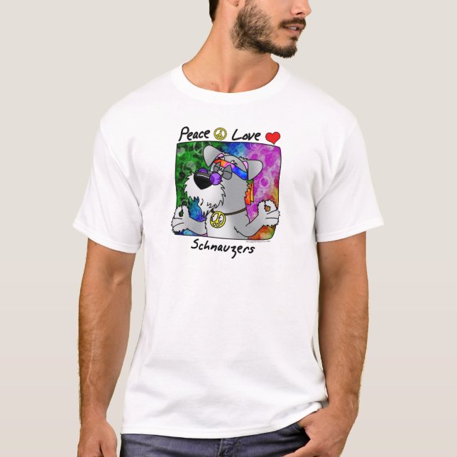 Camiseta Schnauzer del amor de la paz del dibujo animado (Anverso)