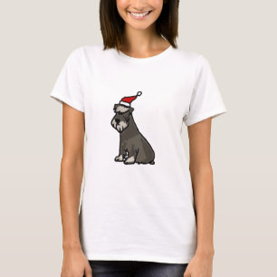 Camiseta Schnauzer divertido en gorra del navidad