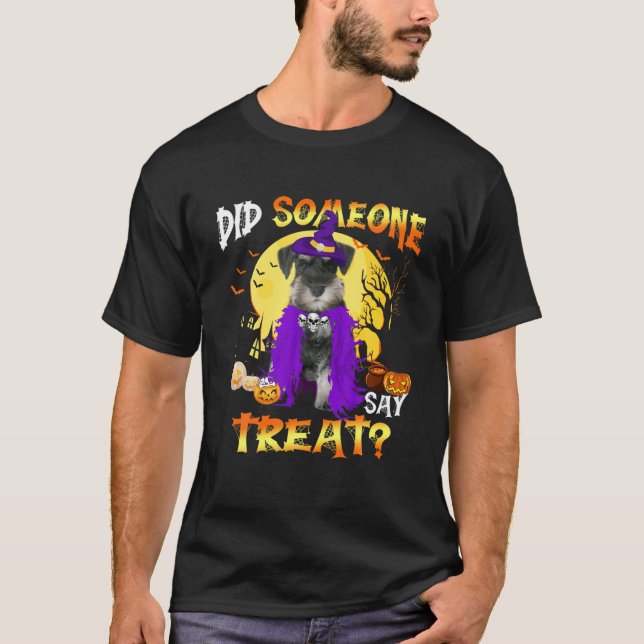 Camiseta Schnauzer Dog Halloween ¿Alguien dijo trato? (Anverso)