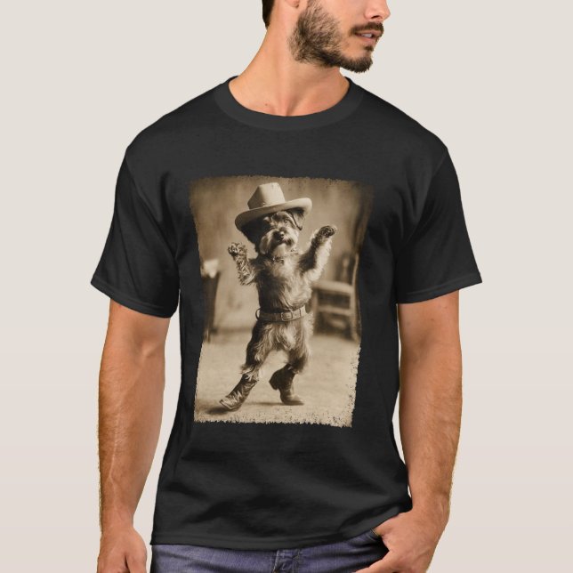 Camiseta Schnauzer Dog Meme Silly Cowboy Funny (Anverso)