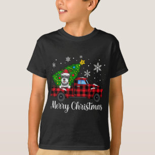 Camiseta Schnauzer Dog Riding Red Truck Cute Merry Christma
