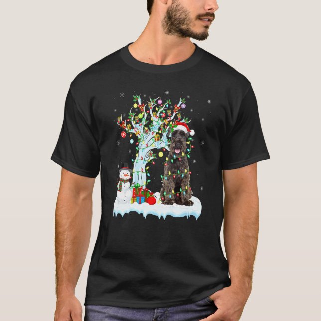 Camiseta Schnauzer Dog Xmas Tree Light Santa Schnauzer C (Anverso)