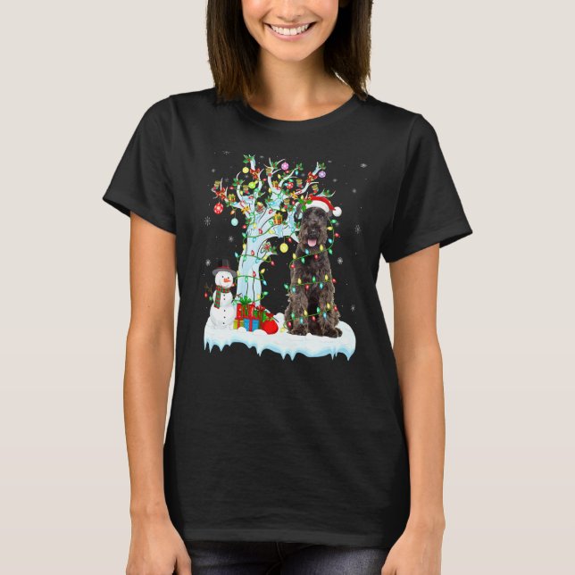 Camiseta Schnauzer Dog Xmas Tree Light Santa Schnauzer C (Anverso)