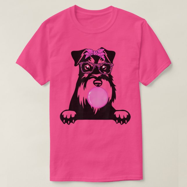 Camiseta Schnauzer en miniatura con goma de burbujas y sola (Diseño del anverso)