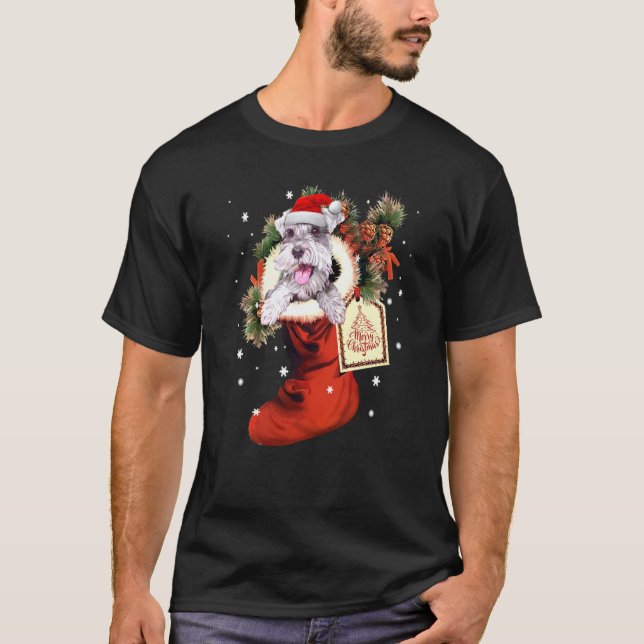 Camiseta Schnauzer En Navidades De Luces Santa Hat Xmas Per (Anverso)