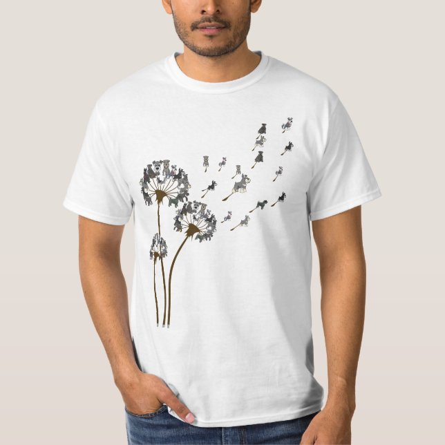Camiseta Schnauzer Flower Fly Dandelion Schnauzer Funny Dog (Anverso)