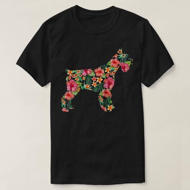 Camiseta Schnauzer Flower Funny Dog Silhouette Floral Gifts (Diseño del anverso)