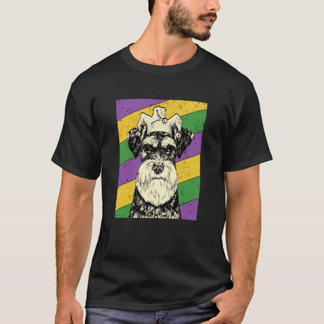 Camiseta Schnauzer Jester Mardi Gras Dog Mom or Dad (Anverso)