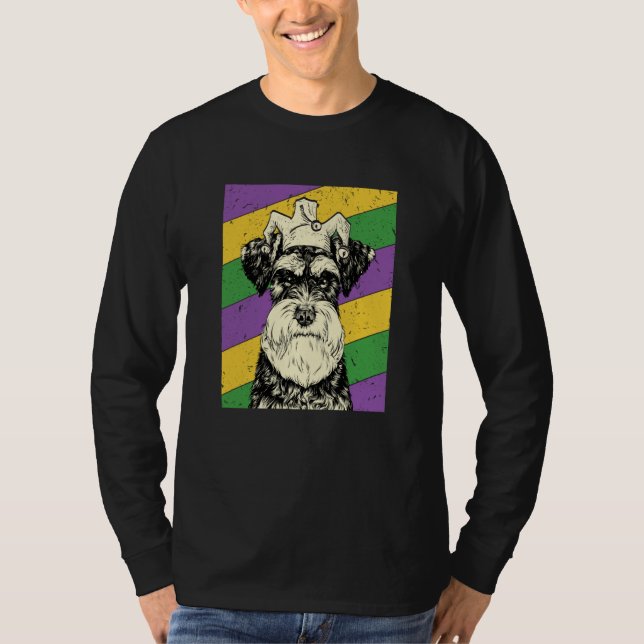 Camiseta Schnauzer Jester Mardi Gras Dog Mom or Dad (Anverso)