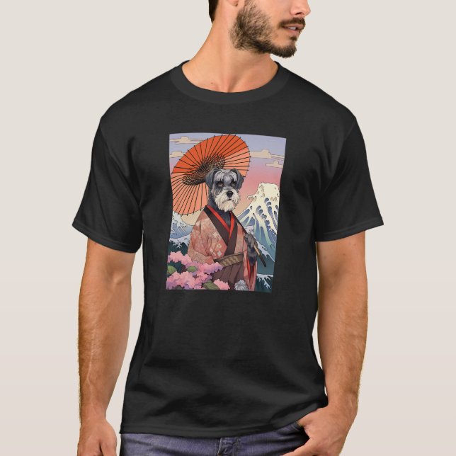 Camiseta Schnauzer Kimono Perro gracioso Geisha (Anverso)