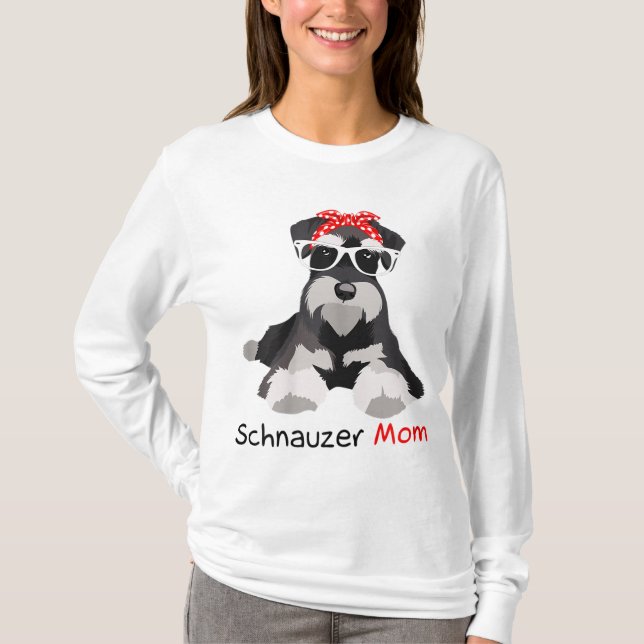 Camiseta Schnauzer Mom Bandana Mujeres Schnauzer Dog (Anverso)