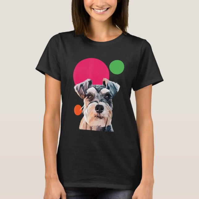 Camiseta Schnauzer Pop Art Mini Schnauzer Portrait Dog Colo (Anverso)