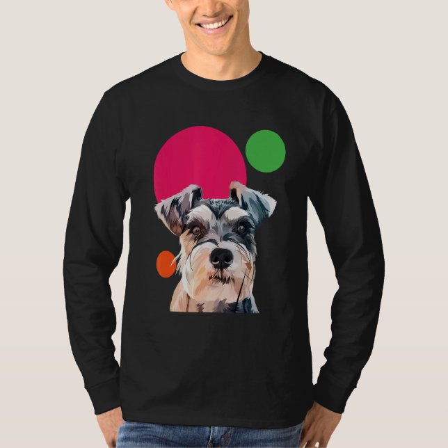 Camiseta Schnauzer Pop Art Mini Schnauzer Portrait Dog Colo (Anverso)
