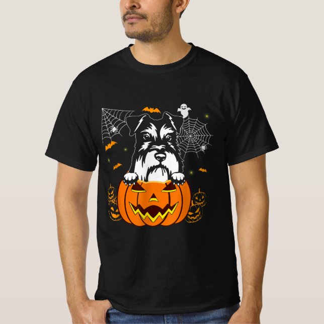 Camiseta Schnauzer Pumpkin Halloween Costume Perro Lover (Anverso)
