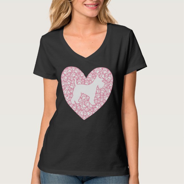 Camiseta Schnauzer Silhouette Heart Paws Adorable (Anverso)