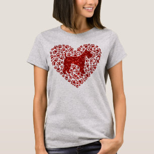 Camiseta Schnauzer Silhouette Heart Paws Adorable