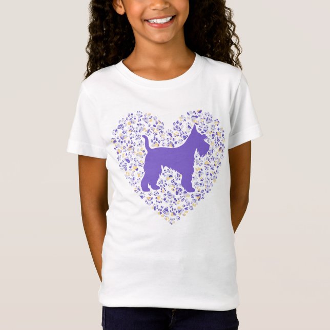 Camiseta Schnauzer Silhouette Heart Paws Adorable (Anverso)