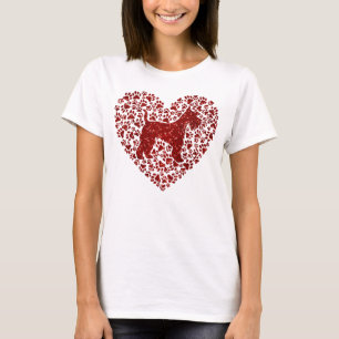 Camiseta Schnauzer Silhouette Heart Paws Adorable