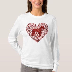 Camiseta Schnauzer Silhouette Heart Paws Adorable