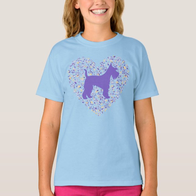 Camiseta Schnauzer Silhouette Heart Paws Adorable (Anverso)