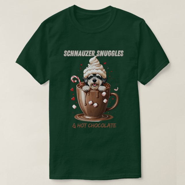 Camiseta Schnauzer Snuggles & Hot Chocolate (Diseño del anverso)