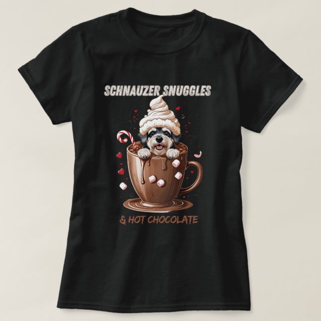 Camiseta Schnauzer Snuggles & Hot Chocolate (Diseño del anverso)