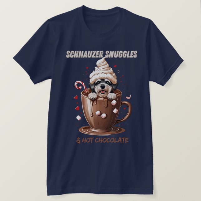 Camiseta Schnauzer Snuggles & Hot Chocolate (Anverso del diseño)