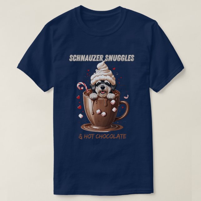 Camiseta Schnauzer Snuggles & Hot Chocolate (Diseño del anverso)