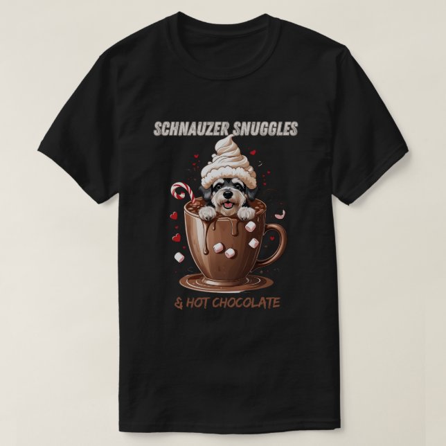 Camiseta Schnauzer Snuggles & Hot Chocolate (Diseño del anverso)