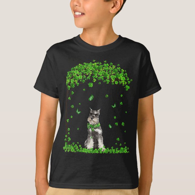 Camiseta Schnauzer St Patricks Day Perro irlandés Shamrock (Anverso)