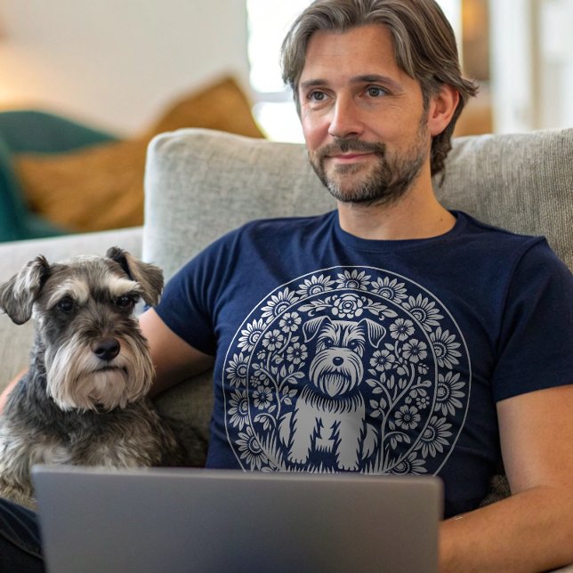 Camiseta Schnauzer u otra floral de cosecha (Subido por el creador)