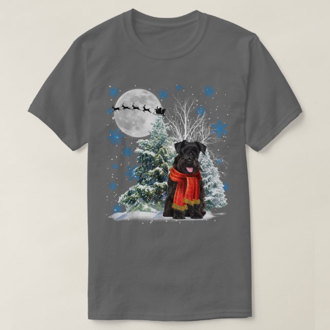 Camiseta Schnauzer Under Moonlight Navidades De Nieve Pajam (Diseño del anverso)