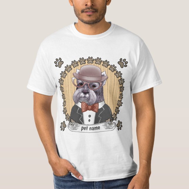 Camiseta Schnauzer usando gafas (Anverso)