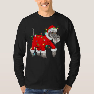 Camiseta Schnauzer Xmas Lighting Santa Hat Schnauzer Chris