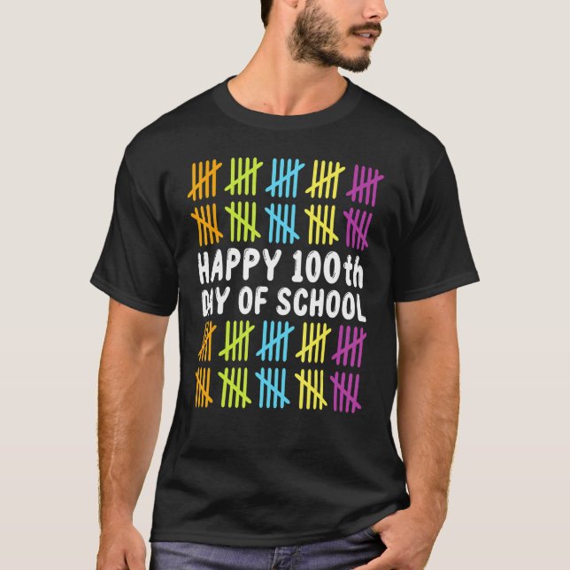 Camiseta School Celebration Student Teacher Happy 100th Day (Anverso)