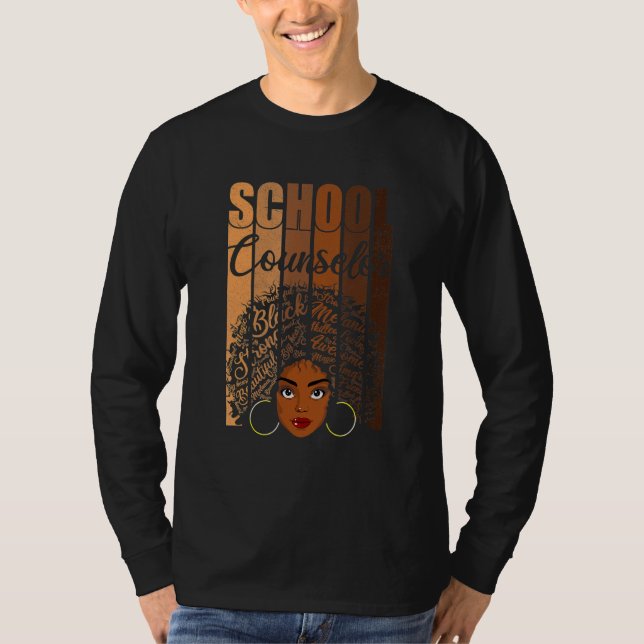Camiseta School Counselor Black History Apparel Afro Melani (Anverso)