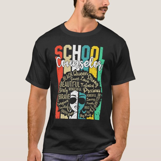 Camiseta School Counselor Black History Apparel Afro Melani (Anverso)
