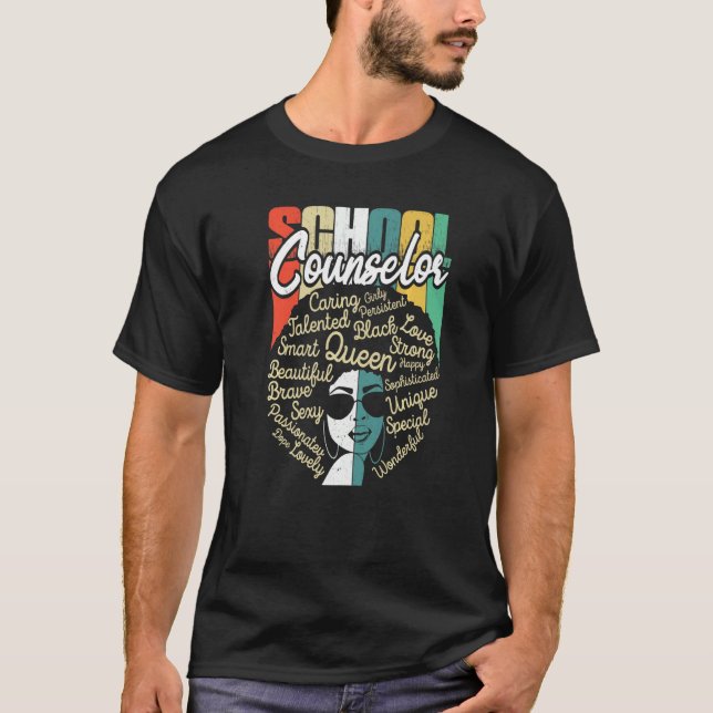 Camiseta School Counselor Black History Month Afro Melanin  (Anverso)