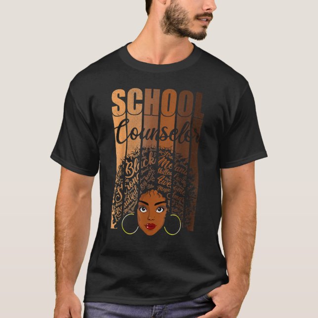 Camiseta School Counselor Black History Queen Melanin Afric (Anverso)