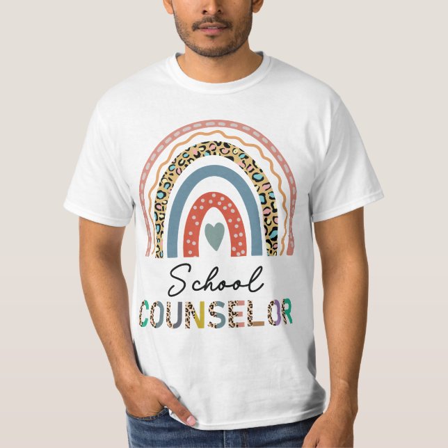 Camiseta School Counselor Leopard Rainbow Appreciation Back (Anverso)