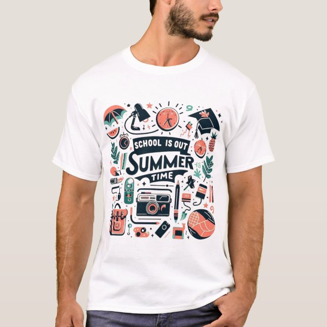 Camiseta School Is Out - Summer Time Fun (Anverso)
