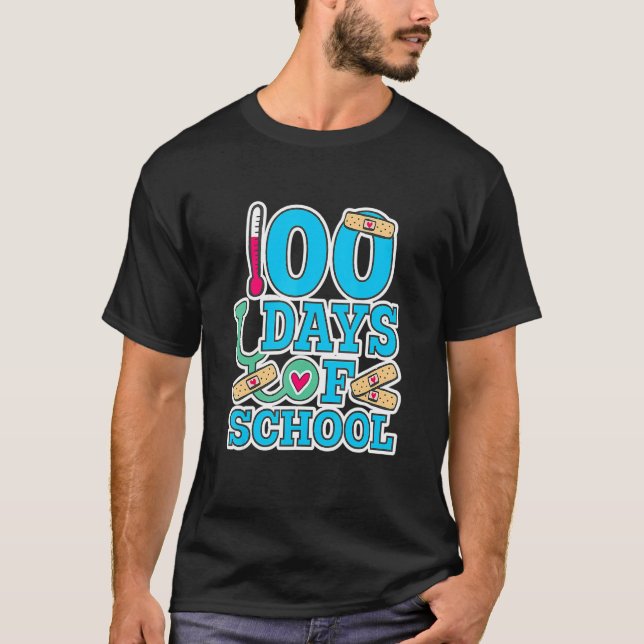 Camiseta School Nurse 100 Days Of School (Anverso)