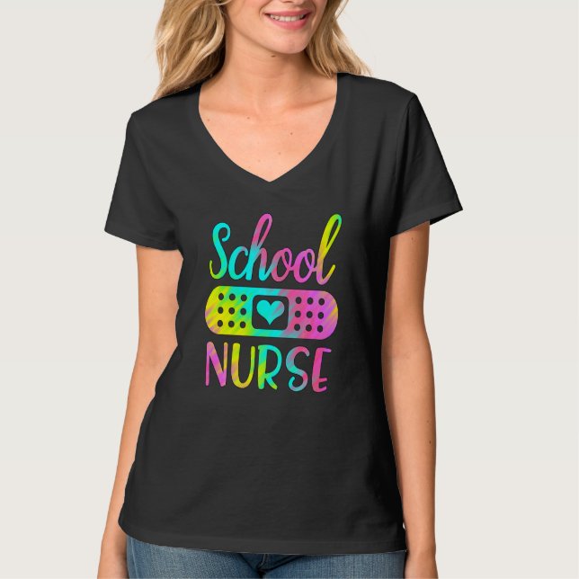 Camiseta School nurse Cute women RN symbol nursing job stet (Anverso)