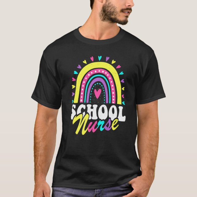 Camiseta School Nurse Rainbow Back To School Women Cute Nur (Anverso)