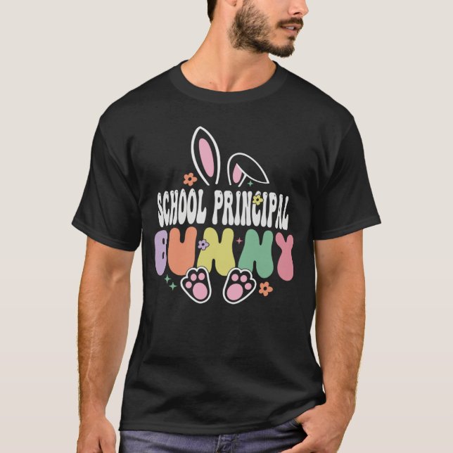 Camiseta School Principal Bunny Easter Day Groovy Family Ma (Anverso)