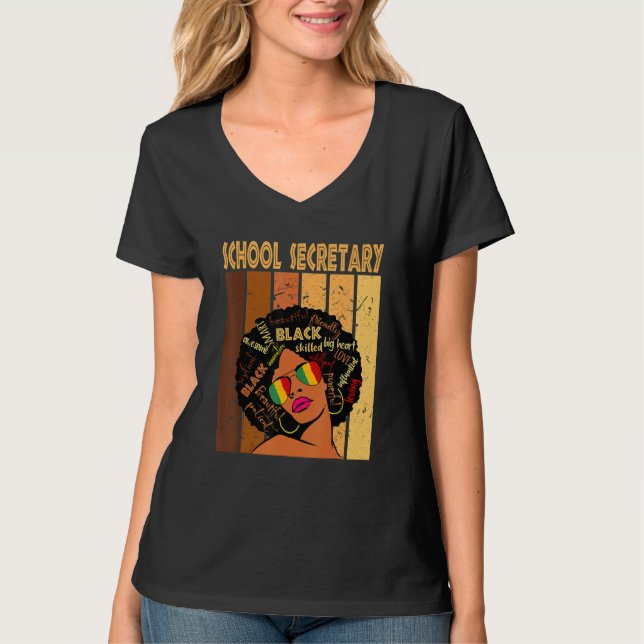 Camiseta School Secretary Afro African American Black Histo (Anverso)