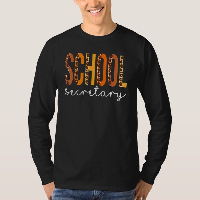 Camiseta School Secretary Leopard Squad Cute Fall Autumn Th (Anverso)