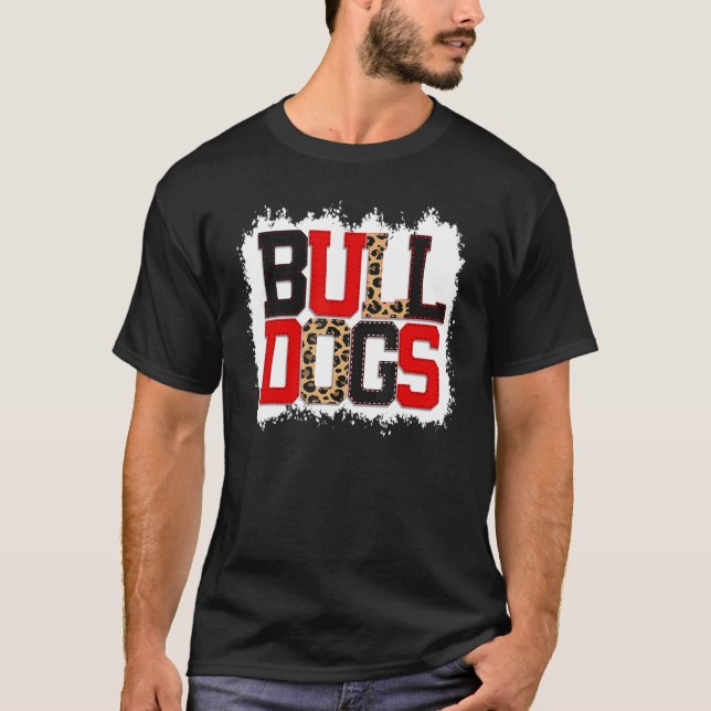 Camiseta School Spirit Mascot Bulldogs Leopard Print Teache (Anverso)