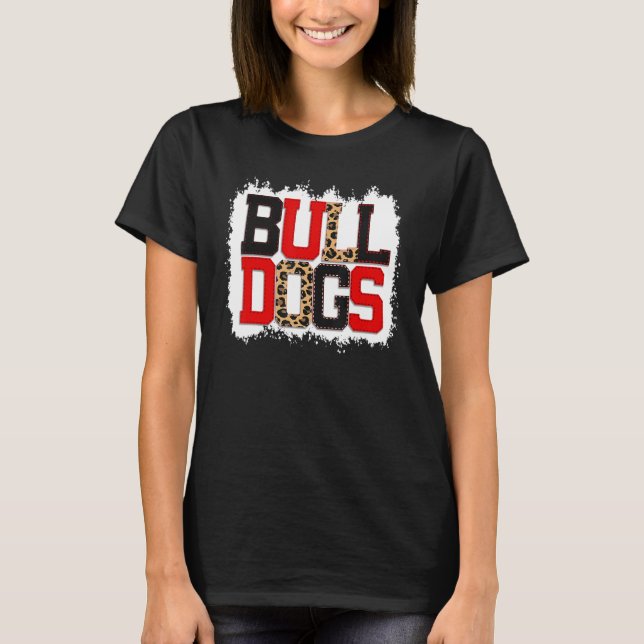 Camiseta School Spirit Mascot Bulldogs Leopard Print Teache (Anverso)