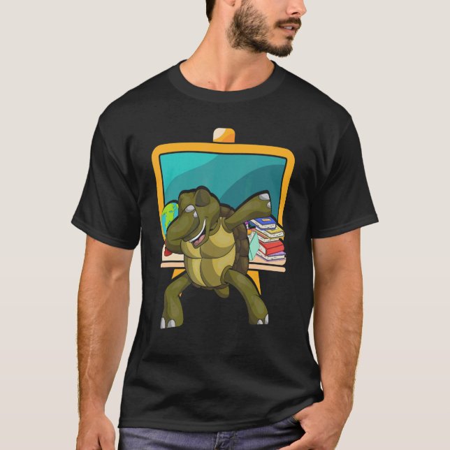 Camiseta School Student Ocean Animal Kids Dabbing Sea Turtl (Anverso)